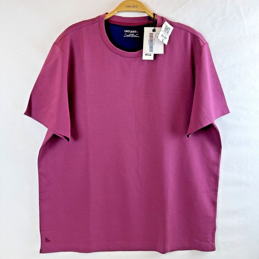 NWT UNTUCKit Hawkes Large T Shirt Regular Fit Sweat Wicking Stretch Maroon